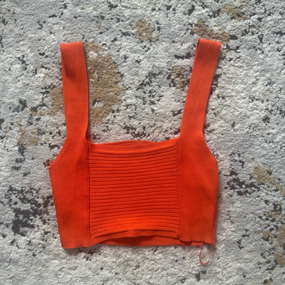 Zara Vibrant Orange Open Back Tank Top